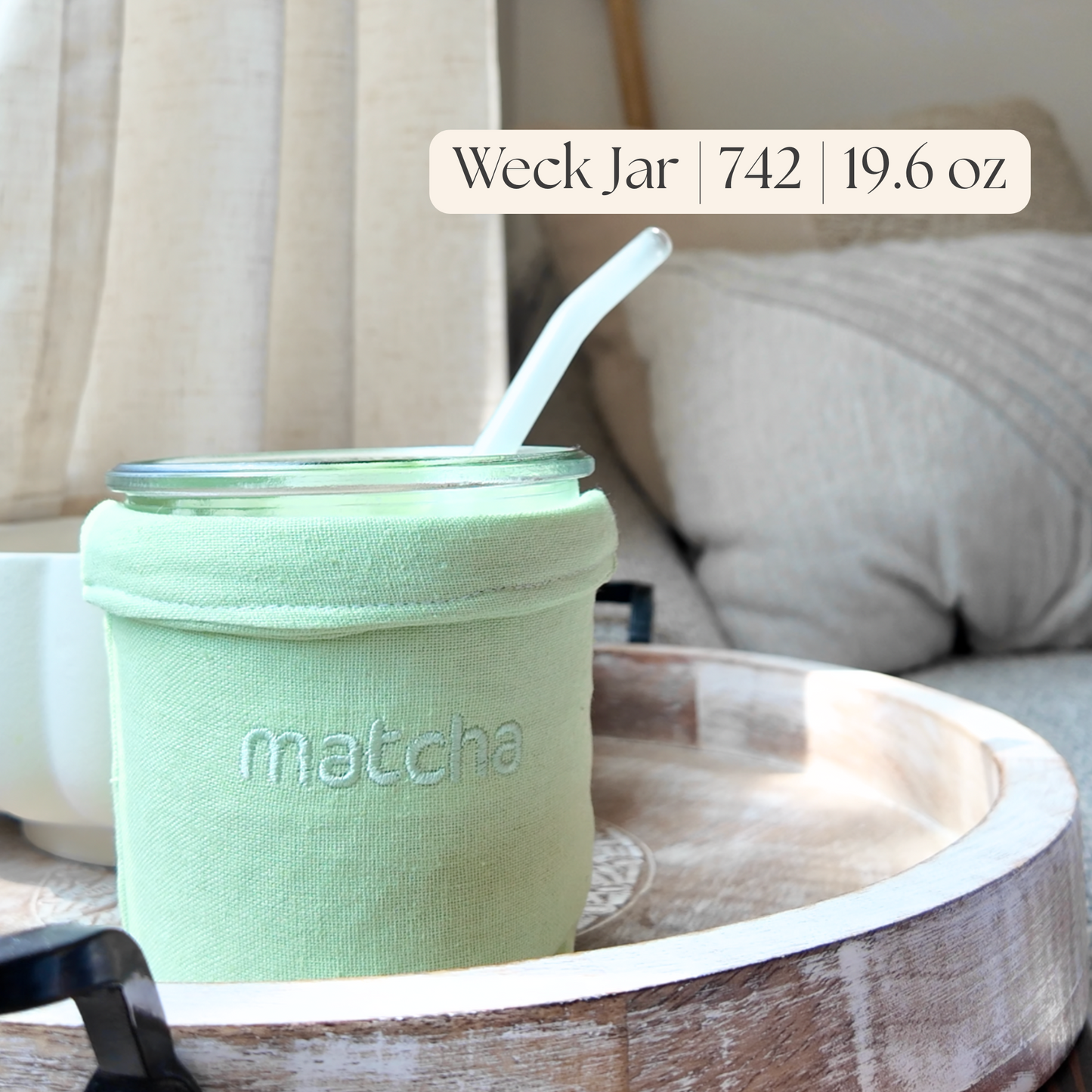 Matcha Embroidered Weck Jar Sleeve