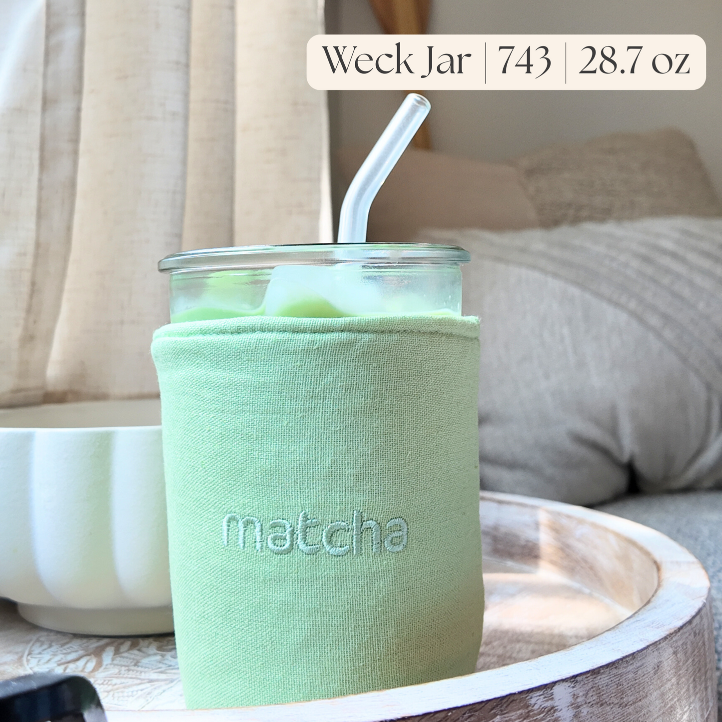 Matcha Embroidered Weck Jar Sleeve