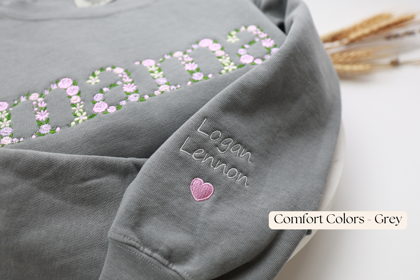 Floral Mama Embroidered Sweatshirt and Hoodie