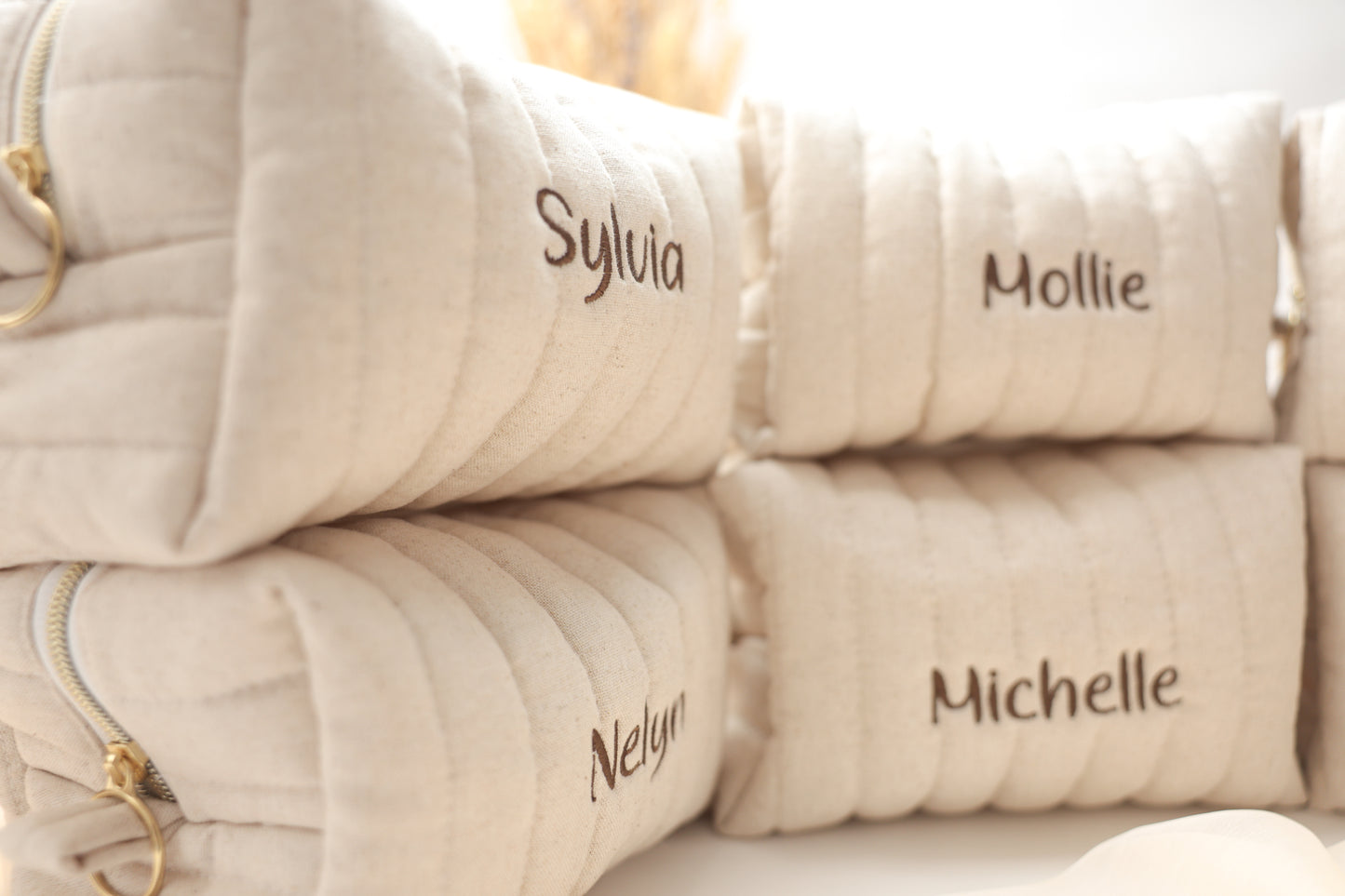 Personalized Embroidered Quilted Carry-all Bag - Handmade - Bridesmaid Gift