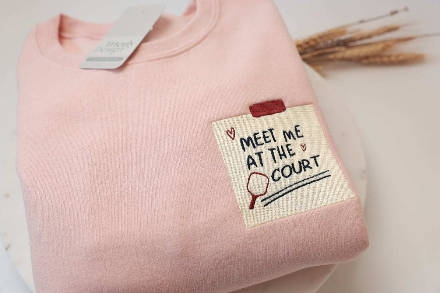 Pickleball - Meet Me at The Court Embroidered Crewneck Sweatshirt - Unisex