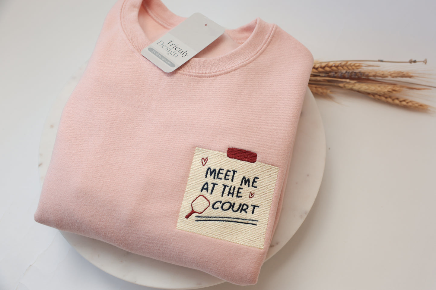 Pickleball - Meet Me at The Court Embroidered Crewneck Sweatshirt - Unisex