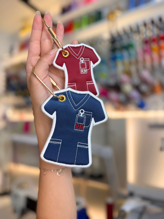 Instant Download | Scrub Top ITH Bag Tag Embroidery File | Two Sizes