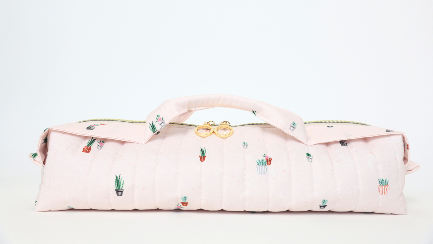 Signature Collection | Handmade Quilted Top Handle Hair Tool Bag - Pink Garden