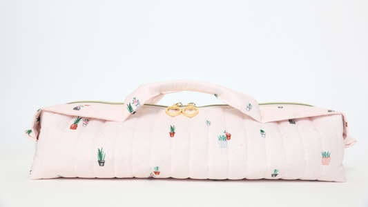 Signature Collection | Handmade Quilted Top Handle Hair Tool Bag - Pink Garden