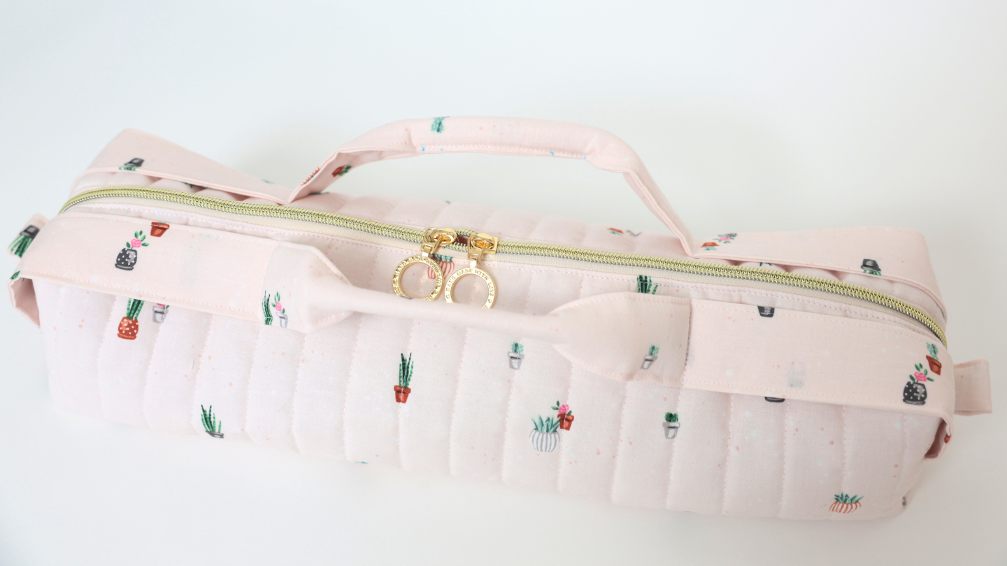 Signature Collection | Handmade Quilted Top Handle Hair Tool Bag - Pink Garden