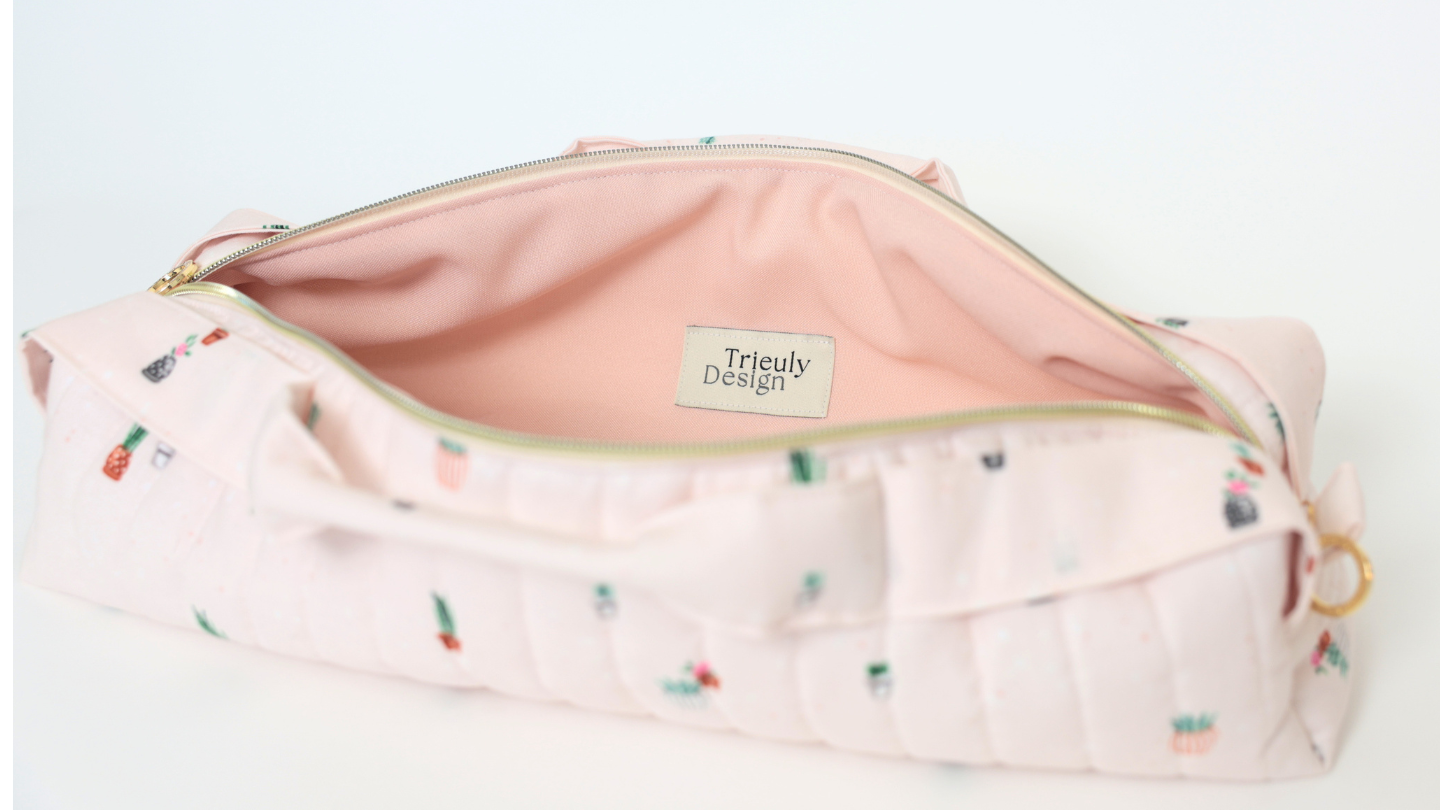 Signature Collection | Handmade Quilted Top Handle Hair Tool Bag - Pink Garden