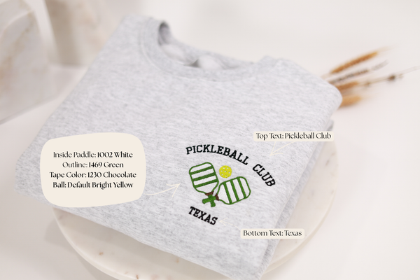 Pickleball Club Customizable Embroidered Sweatshirts and Hoodies