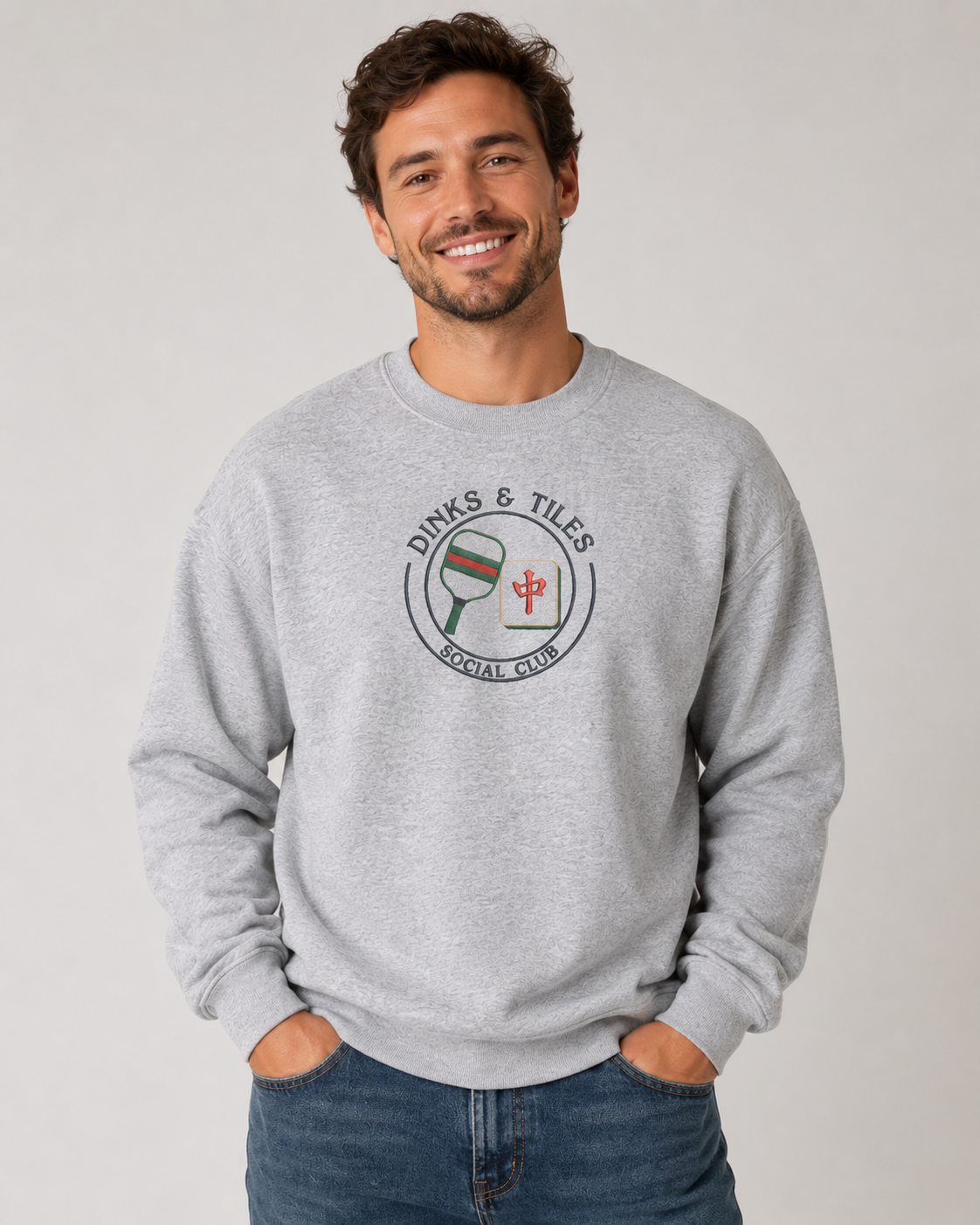 Dinks & Tiles Social Club | Pickleball & Mahjong Embroidered Graphic Sweatshirt and Hoodie | Unisex