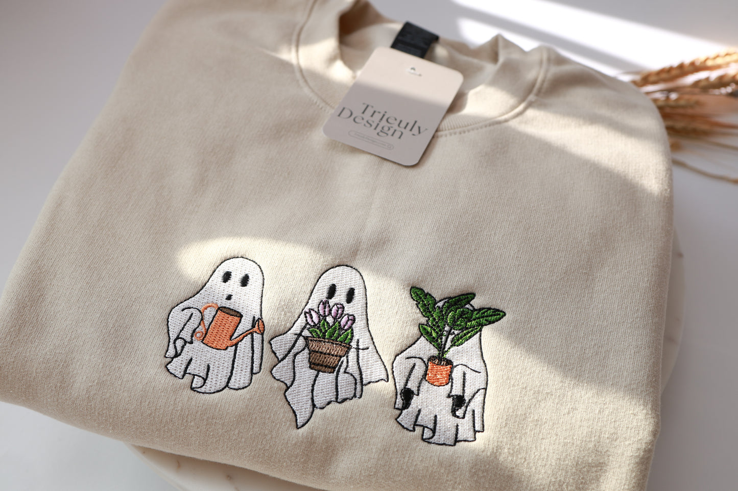 Halloween Ghost Plant Club Embroidered Sweatshirt and Hoodie | Unisex
