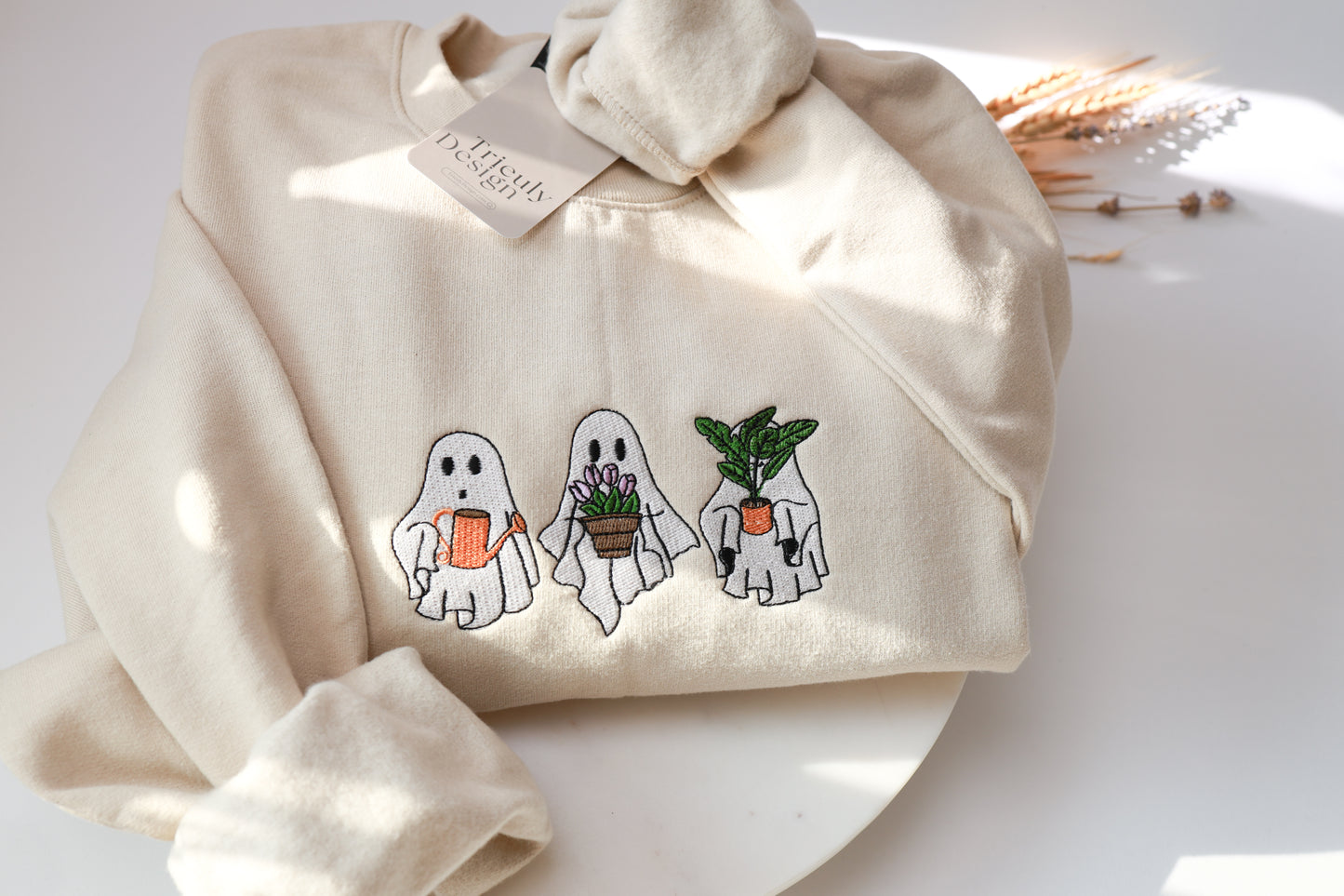 Halloween Ghost Plant Club Embroidered Sweatshirt and Hoodie | Unisex