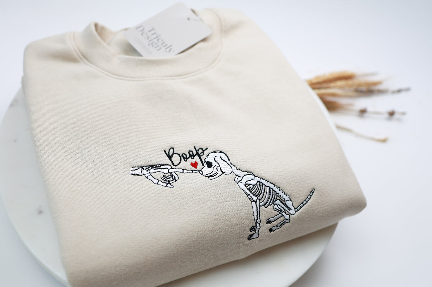 Halloween | Boop Skeleton Dog Embroidered Sweatshirt and Hoodie | Unisex