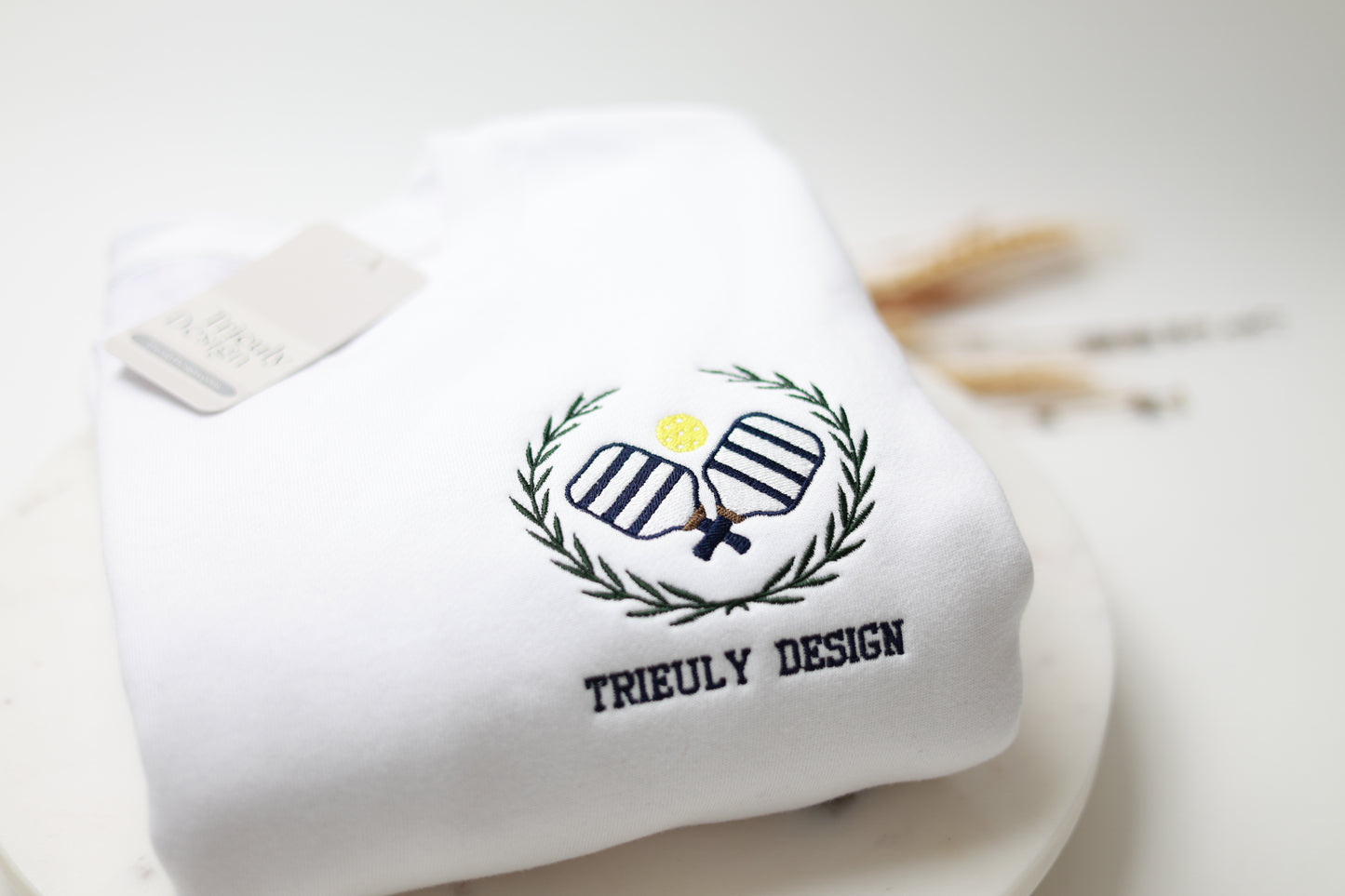 Pickleball Wreath - Customizable Text Embroidered Sweatshirts and Hoodies