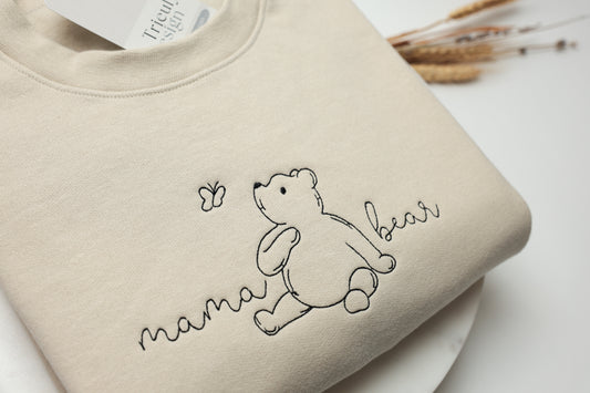 Mama Bear Embroidered Sweatshirt and Hoodie - Customizable
