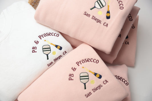 Pickleball and Prosecco Bachelorette Customizable Embroidered Sweatshirt and Comfort Colors TShirt