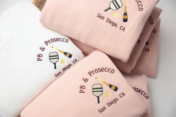 Pickleball and Prosecco Bachelorette Customizable Embroidered Sweatshirts and Hoodies