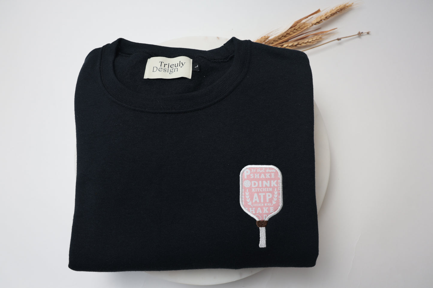 Pickleball Paddle Appliqué Sweatshirt – Embroidered Crewneck and Hoodie | Customizable