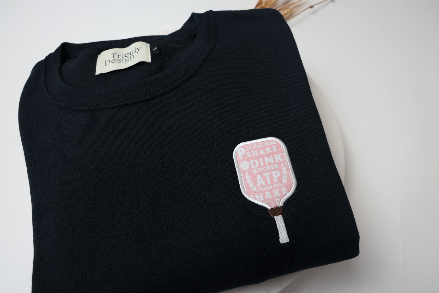 Pickleball Paddle Appliqué Sweatshirt – Embroidered Crewneck and Hoodie | Customizable
