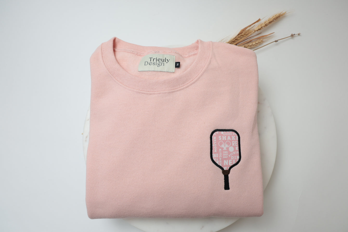 Pickleball Paddle Appliqué Sweatshirt – Embroidered Crewneck and Hoodie | Customizable