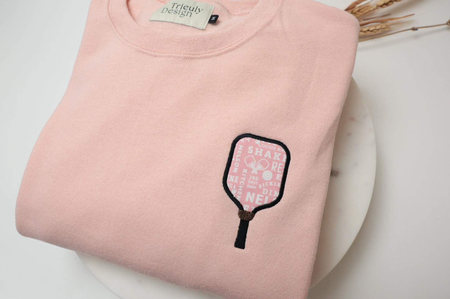 Pickleball Paddle Appliqué Sweatshirt – Embroidered Crewneck and Hoodie | Customizable