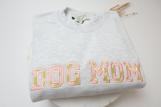 DOG MOM Pickleball Appliqué Sweatshirt | For Dog Lovers & Pickleball Players | Customizable