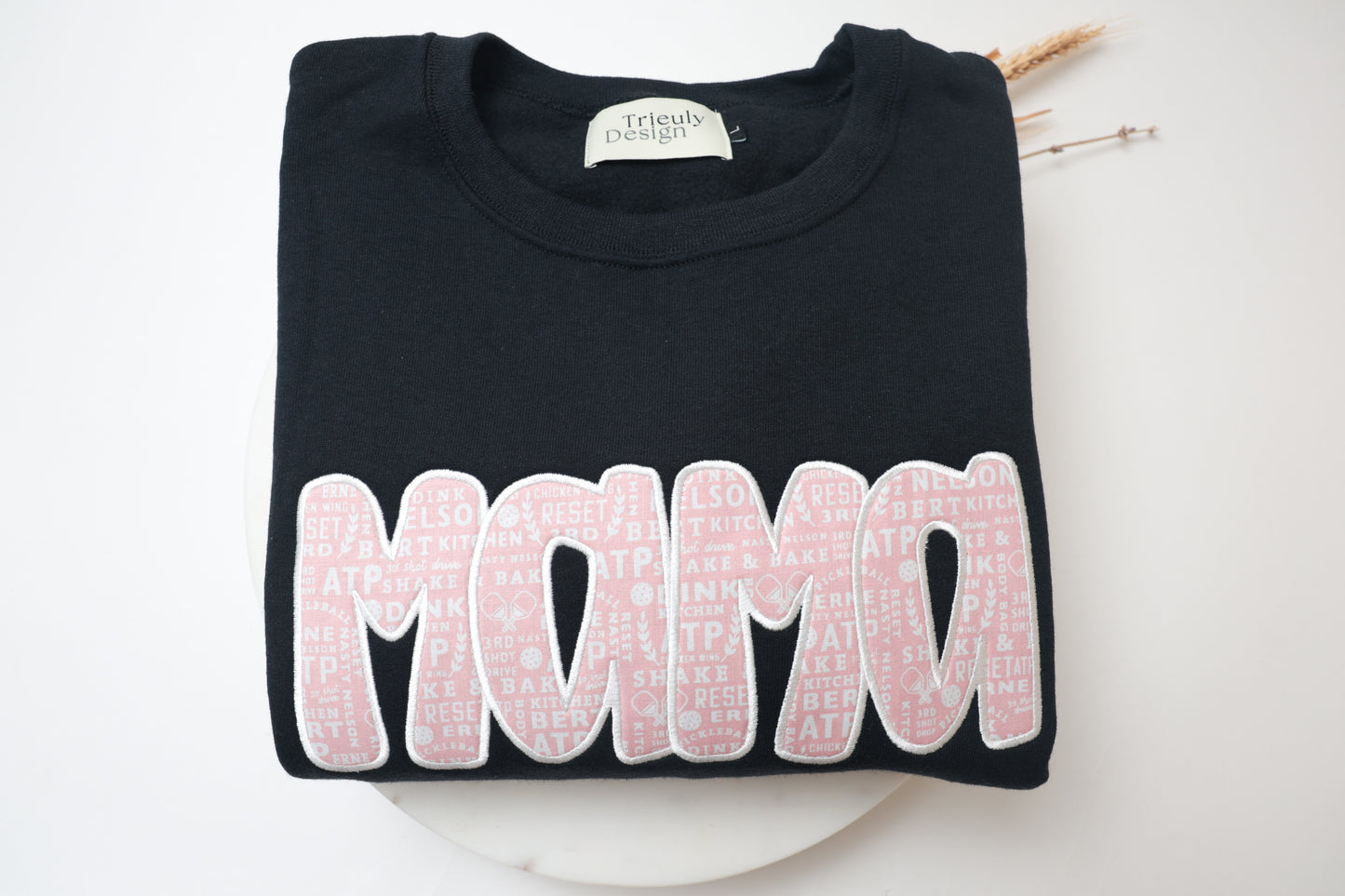 Pickleball | Mama Appliqué Sweatshirt – Embroidered Crewneck and Hoodie | Customizable