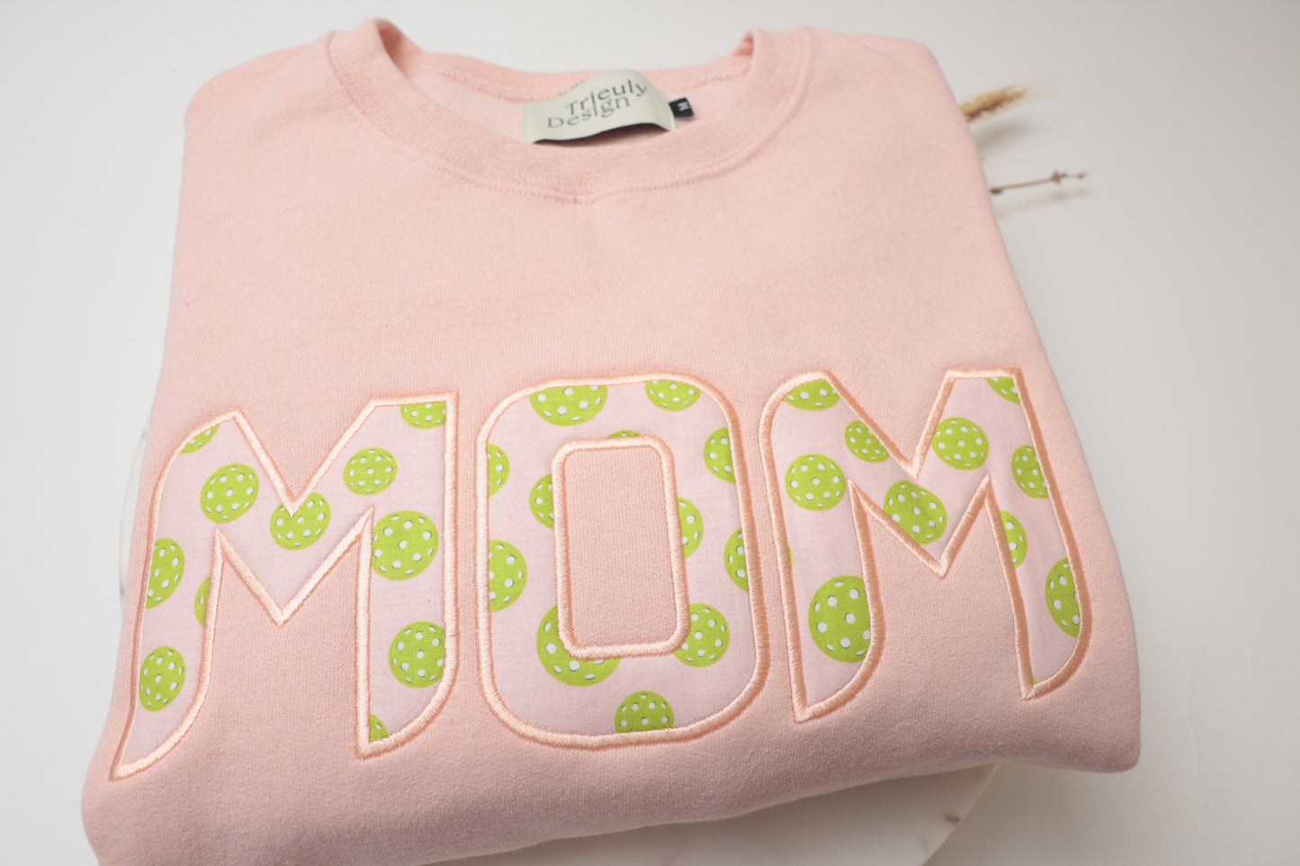Pickleball | Mom Appliqué Sweatshirt – Embroidered Crewneck and Hoodie | Customizable