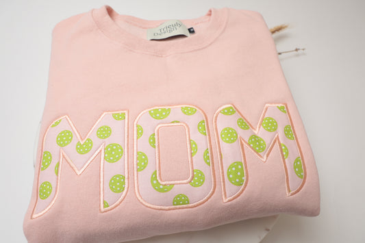 Pickleball | Mom Appliqué Sweatshirt – Embroidered Crewneck and Hoodie | Customizable