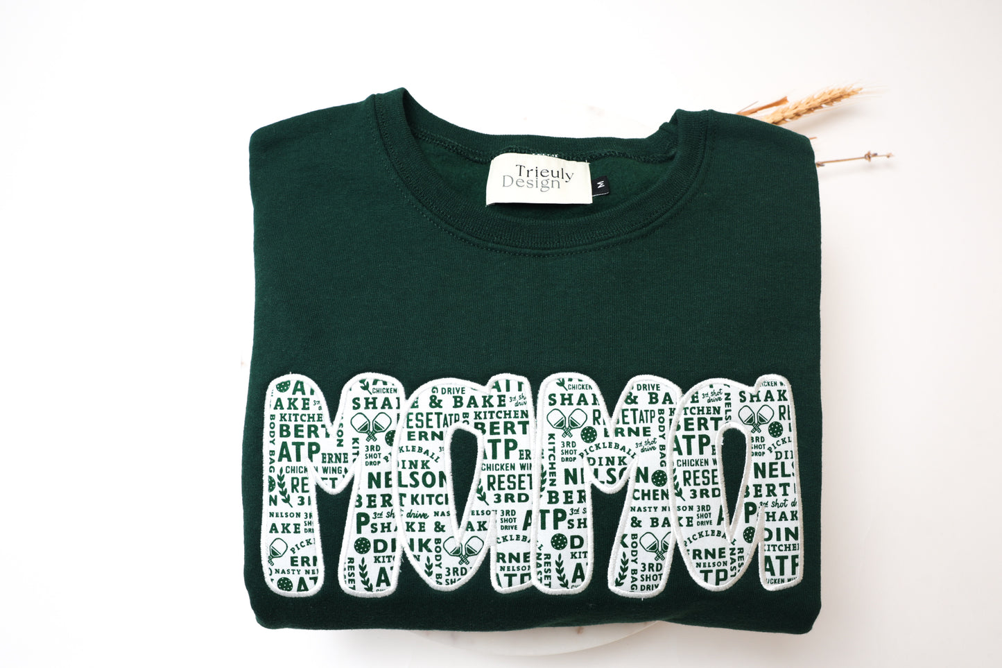 Pickleball | Mama Appliqué Sweatshirt – Embroidered Crewneck and Hoodie | Customizable