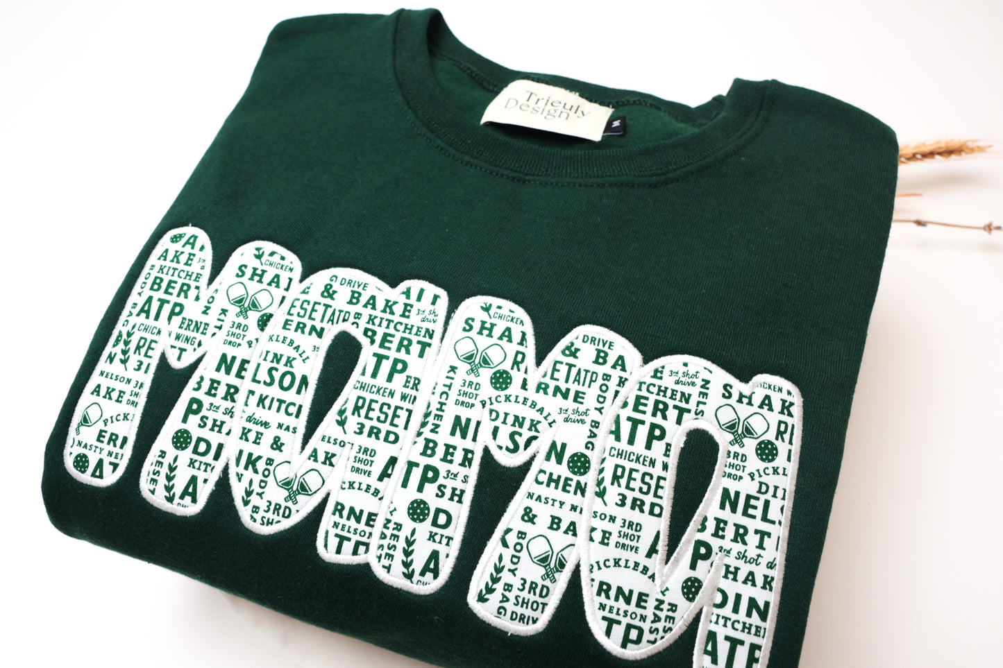 Pickleball | Mama Appliqué Sweatshirt – Embroidered Crewneck and Hoodie | Customizable