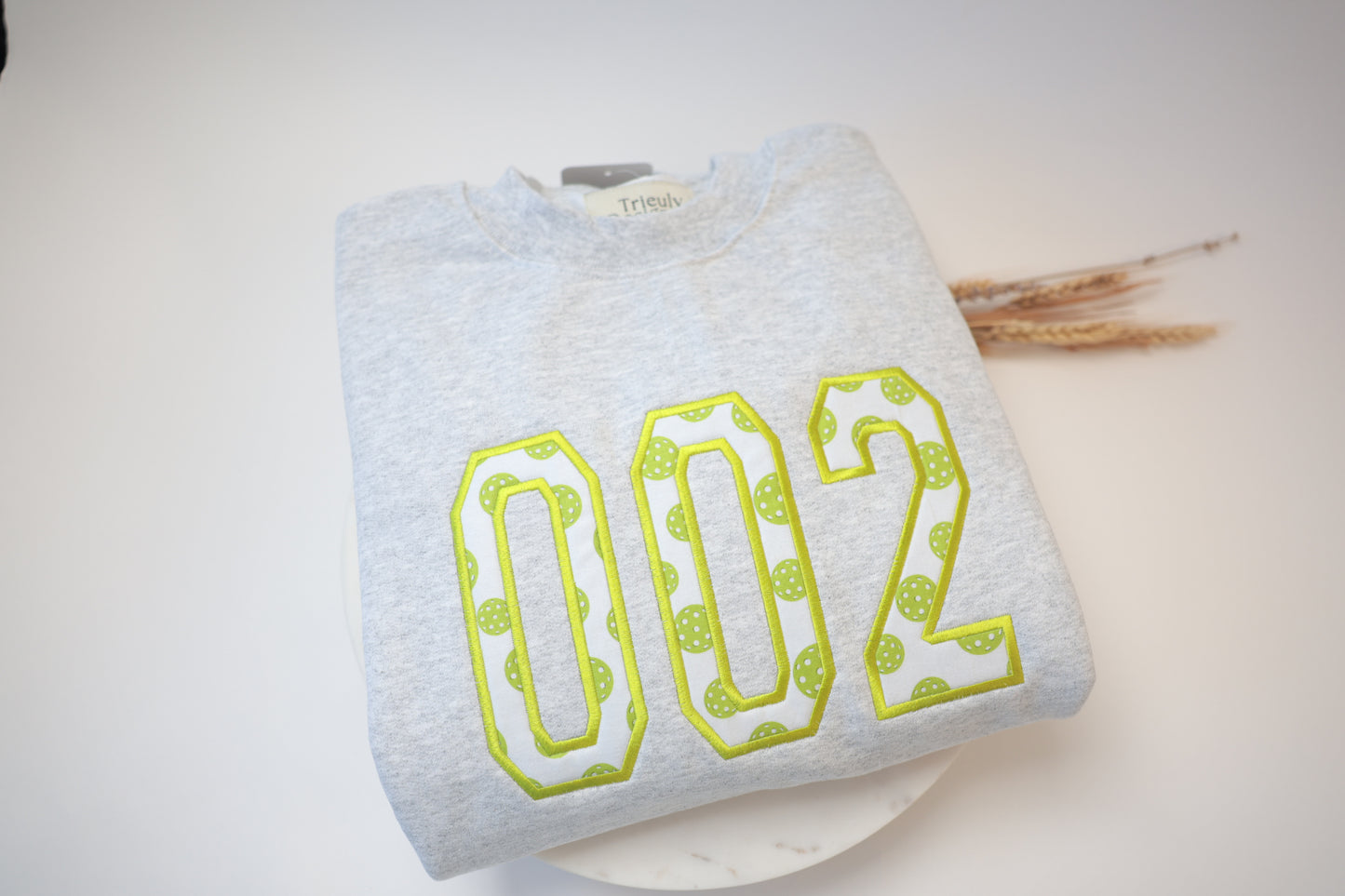 Pickleball | 002 Varsity Embroidered Appliqué Embroidered Sweatshirt and Hoodie | Customizable | Unisex