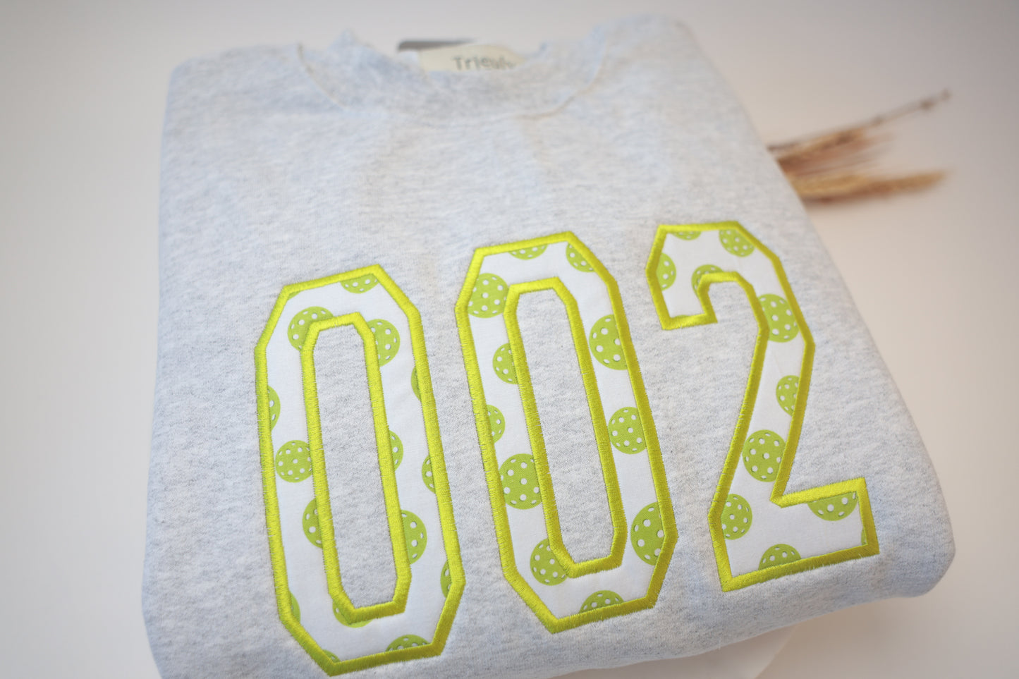 Pickleball | 002 Varsity Embroidered Appliqué Embroidered Sweatshirt and Hoodie | Customizable | Unisex