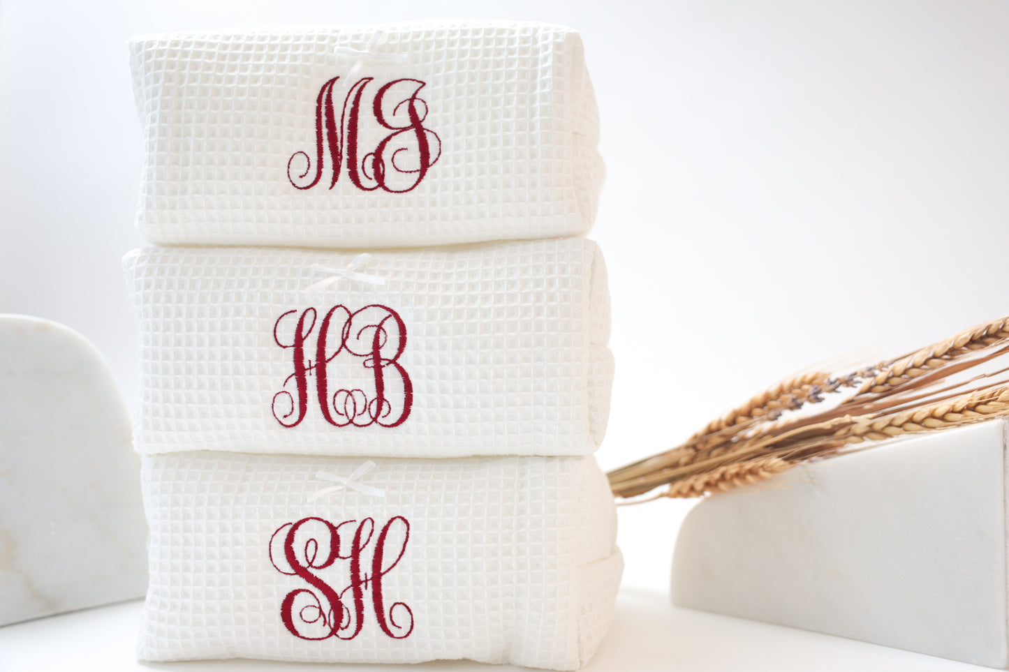 Personalized Monogram Cosmetic Bag | Bachelorette Party Makeup Waffle Pouch, Bride Tribe Gift
