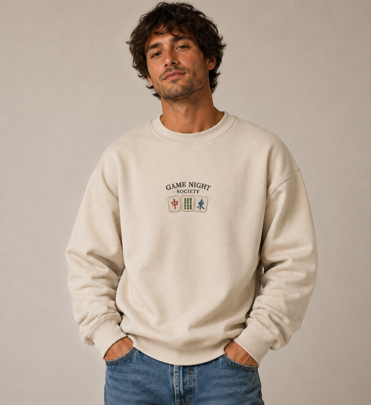 Mahjong | Game Night Society Embroidered Sweatshirt and Hoodie | Funny Mahjong Player Apparel | Mahjong Lover Gift