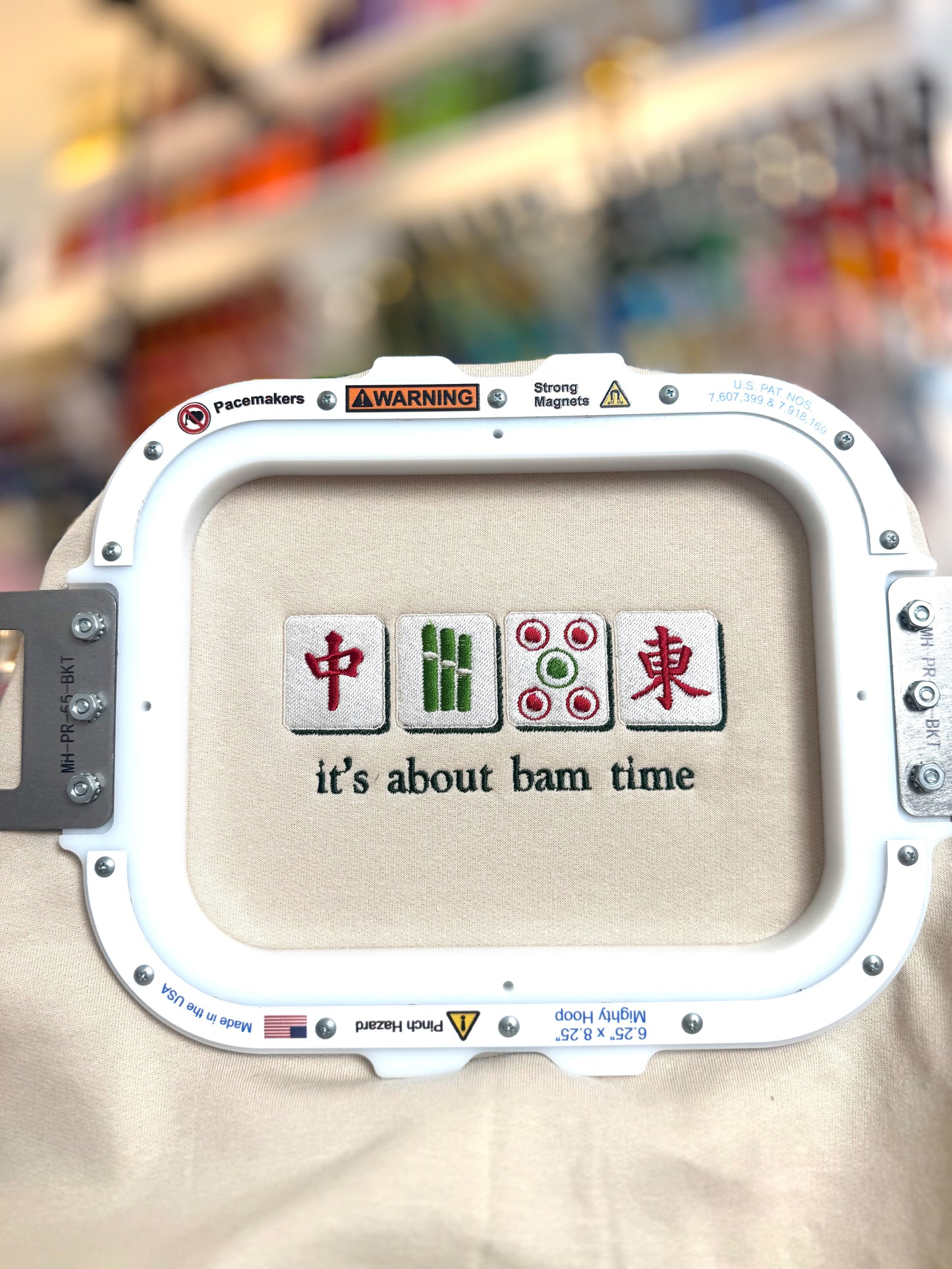 Mahjong “It’s About Bam Time” Embroidered Sweatshirt and Hoodie | Funny Mahjong Player Apparel | Mahjong Lover Gift