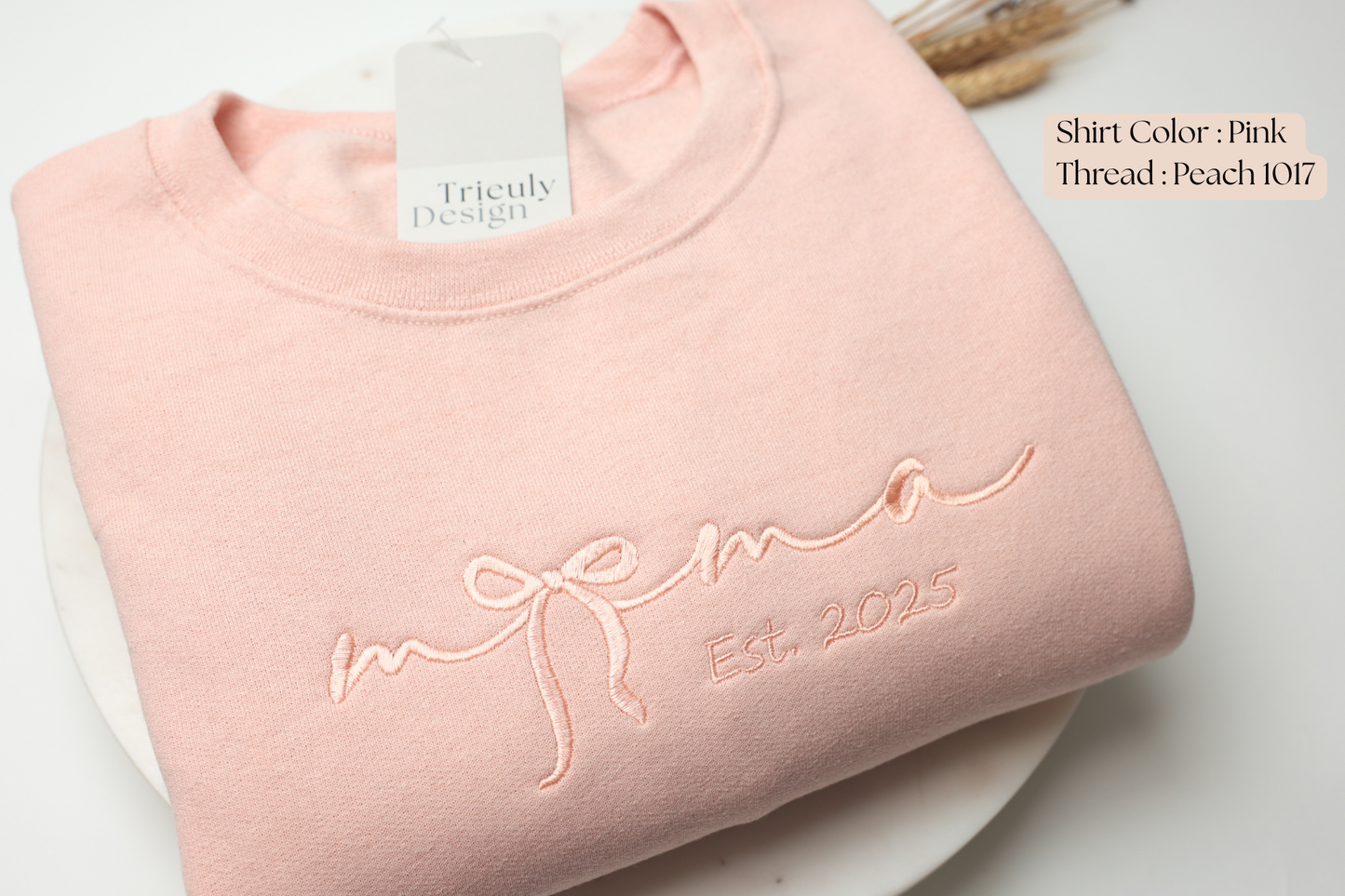 Mama Bow Embroidered Sweatshirt and Hoodie - Customizable