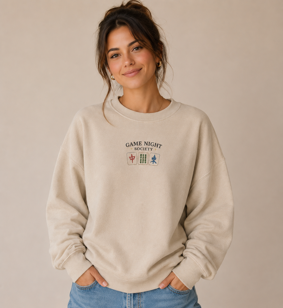 Mahjong | Game Night Society Embroidered Sweatshirt and Hoodie | Funny Mahjong Player Apparel | Mahjong Lover Gift